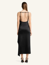 Courrèges Black Draped Satin Backless Midi Dress