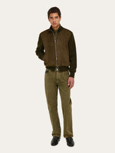 Ferragamo Olive Green Suede Knit Blouson