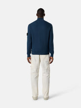 Stone Island Slate Blue Ribbed Cotton Zip-Up Jumper
