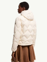Moncler Ivory Arvouinne Hooded Triangle-Quilted Short Down Jacket