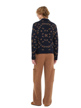 Alanui Navy Blue Bandana Jacquard Wool Blend Jacket