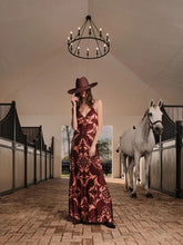 Johanna Ortiz Wine Nuestra Tierra Printed Maxi Dress