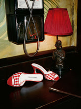 Manolo Blahnik Red Gingham Jadara 70 Heeled Mules