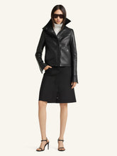 Courrèges Black High Collar Leather Jacket