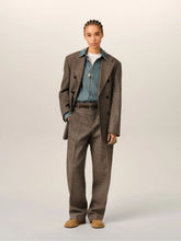 Ami Paris Brown Houndstooth Balloon-Fit Wool Trousers