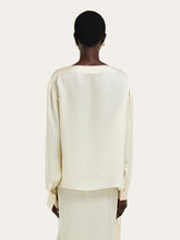 Ferragamo Parchment Satin Blouse with String Ties