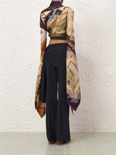 Zimmermann Night Sky Draped Flared Denim Trousers