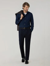 Boglioli Blue Stretch Wool Tailored Trousers