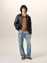 Ami Paris Black Lamb Leather Zip Jacket