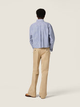 Miu Miu Blue Striped Cotton Shirt with Thread Embroidery