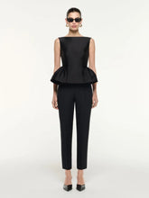 Roland Mouret Black Gathered Taffeta Peplum Top
