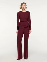 Roland Mouret Burgundy Wide Fit Wool Silk Trousers