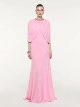 Roland Mouret Pink Gathered Cape Jersey Gown