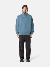 Stone Island Steel Blue Organic Cotton Half-Zip Sweatshirt