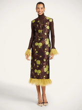 La DoubleJ Devon Brown Silk Jacquard Midi Dress
