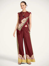 La DoubleJ Kells Swirl Burgundy Silk Palazzo Trousers