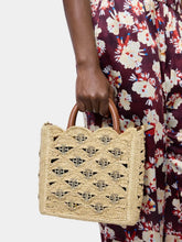 Rabanne Beige Small Raffia 1969 Disc Tote Bag