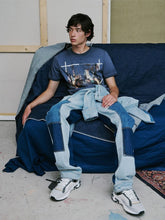 Off-White Blue Graphite Ripped Narciso Cotton T-Shirt