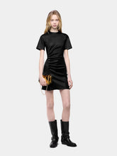 Rabanne Black Short Gathered Dress in Lambskin