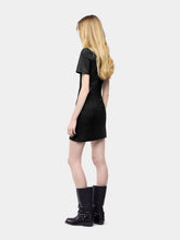 Rabanne Black Short Gathered Dress in Lambskin