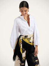 La DoubleJ Yellow Buttercup Reversible Fringed Silk Scarf