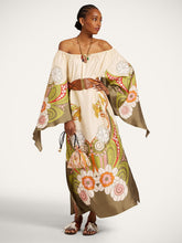 La DoubleJ Date Palms Goddess Placée Silk Midi Dress