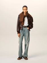 Ami Paris Dark Cherry Lamb Leather Zipped Jacket