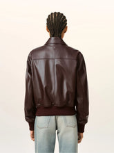Ami Paris Dark Cherry Lamb Leather Zipped Jacket