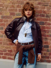Ami Paris Dark Cherry Lamb Leather Zipped Jacket