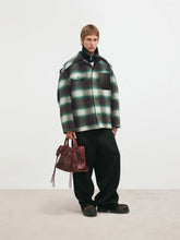 Balenciaga Dark Green and Black Check Cocoon Wool Jacket