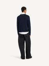 Balenciaga Navy Hybrid Ribbed Knit Shirt Sweater