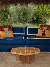 House of Capricorn Lisboa Blue Ceramic Tile and Ash Wood Coffee Table