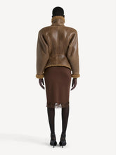 Balmain Brown Lace-Trimmed Knit Midi Skirt
