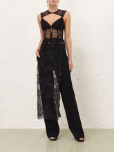 Zimmermann Black Valiant Lace Wrap Wool Trousers