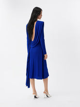 Versace Blue Draped Crêpe Jersey Midi Dress