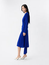 Versace Blue Draped Crêpe Jersey Midi Dress