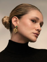 FENOMENA Gold Halo Emerald Earrings