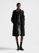 Prada Black Virgin Wool Coat with Leather Buttons