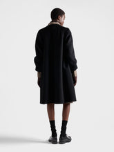 Prada Black Virgin Wool Coat with Leather Buttons