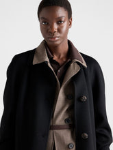Prada Black Virgin Wool Coat with Leather Buttons