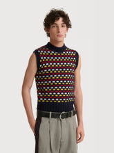 Marni Red and Blue Jacquard Shetland Wool Vest