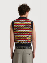 Marni Red and Blue Jacquard Shetland Wool Vest
