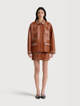 Marni Cognac Brown Studded Leather Mini Skirt