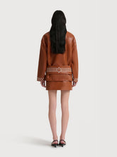 Marni Cognac Brown Studded Leather Mini Skirt