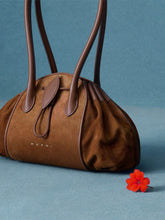 Marni Mocca Brown Tulipea Suede Shoulder Bag