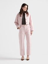 Prada Light Pink Canvas Trousers with Leather