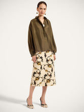 La DoubleJ Moss Green La Scala Silk Feather-Trim Shirt