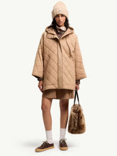 Moncler Beige Diamond-Quilted Hooded Cape