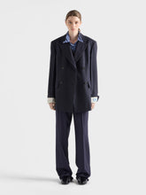 Prada Blue Straight-Leg Wool Trousers with Leather Belt