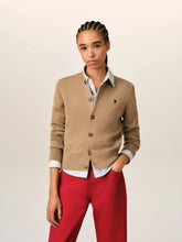 Ami Paris Camel Crewneck Wool Cardigan